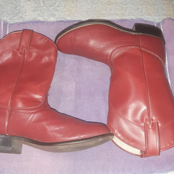 Laredo Red and White Leather Boots - Picture 3 of 13